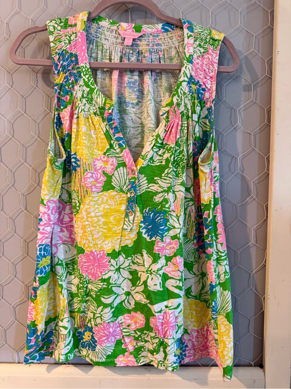 Lilly Pulitzer Pastel Floral Smocked Tank Top